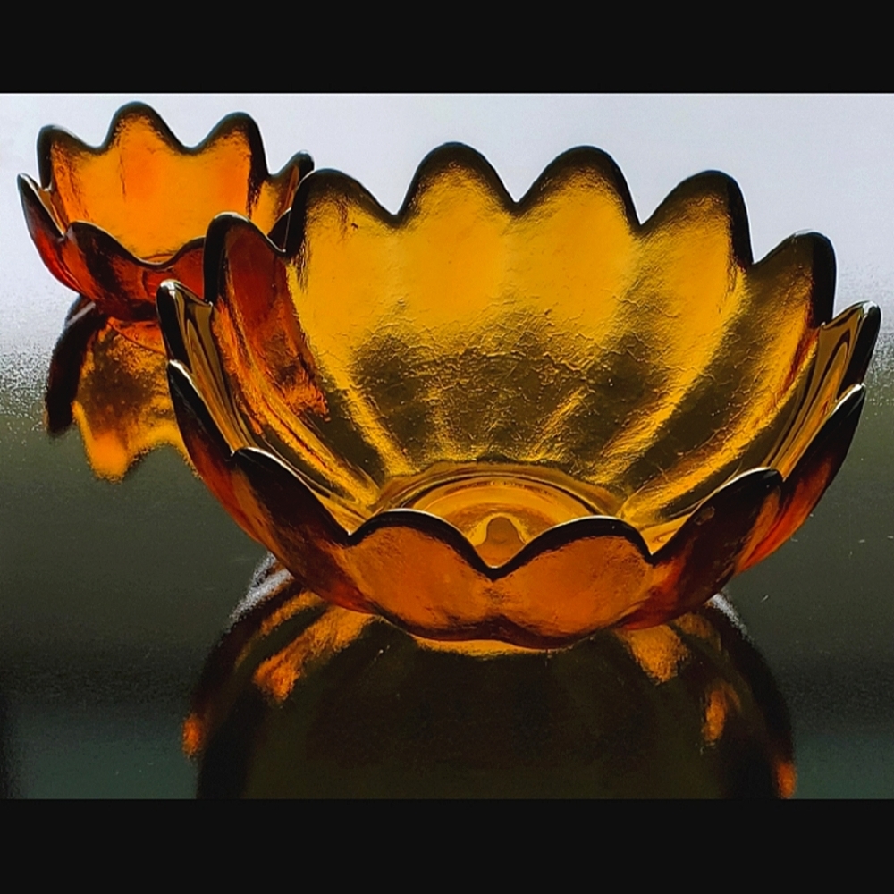 Pair Blenko 10.5" & 5.5" Amber Bowls SAVE $$$ w/ POSH Shipping - Picture 11 of 11